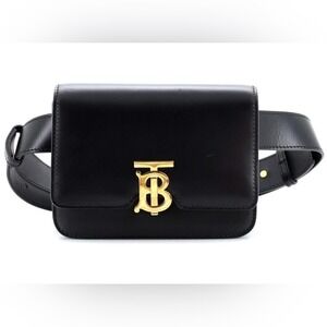 Burberry TB Gold Black Leather Belt Bag Luxury Lux